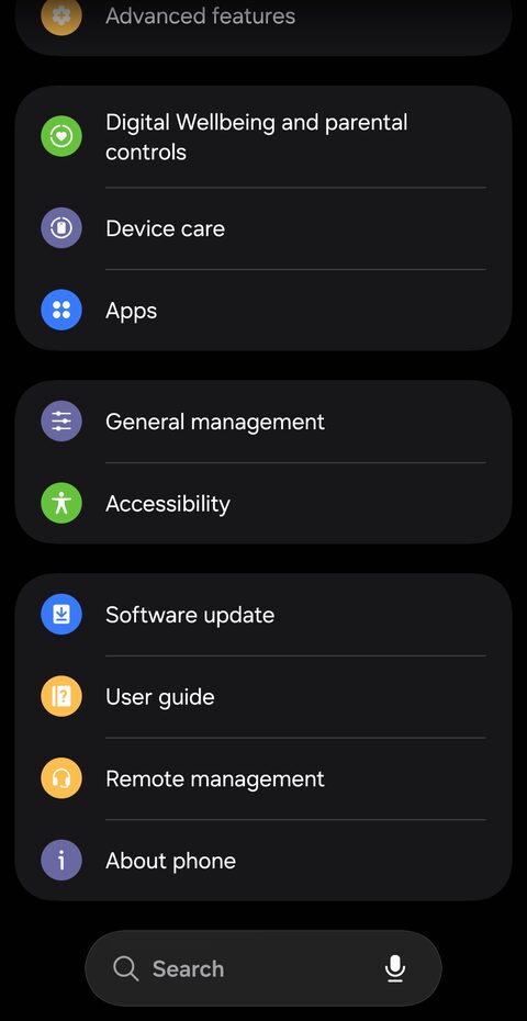 Android Settings menu with the Apps entry visible